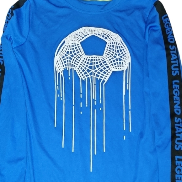 5/$10 Athletic Works size small blue long sleeve DriWorks top soccer graphic - Picture 3 of 7